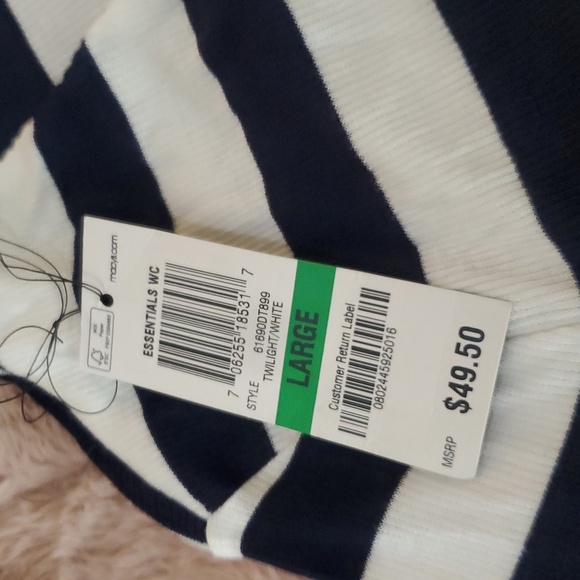 Navy and White Striped Long Sleeve Top - Picture 3 of 5